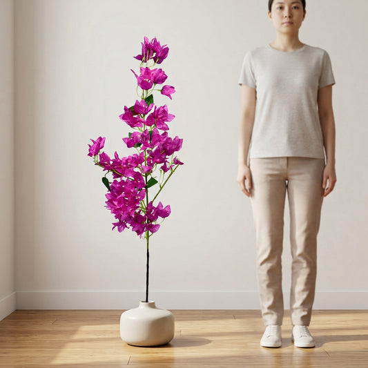 Artificial Bougainvillea Stem, 38" Tall Magenta Purple Faux Flower Branch – Real Touch Silk Bougainvillea for Vase | Home Décor, Living Room, Office Table, Entryway & Wedding Decoration