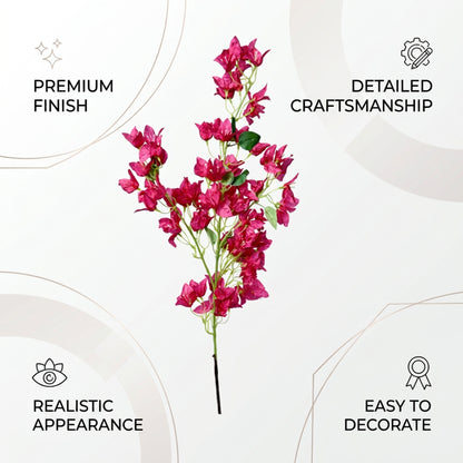 Artificial Pink Bougainvillea Stick 120 cm – Real Touch Tall Faux Flower Branch for Floor Vase & Home Décor