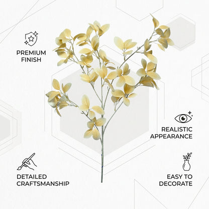 Artificial Golden Cream Leaf Stick 87 cm – Real Touch Faux Foliage Branch for Tall Vase & Home Décor