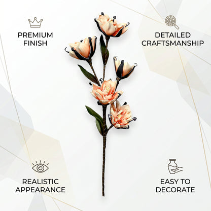 Artificial Peach Magnolia Stick 120 cm – Real Touch Tall Faux Flower Stem for Floor Vase & Home Décor