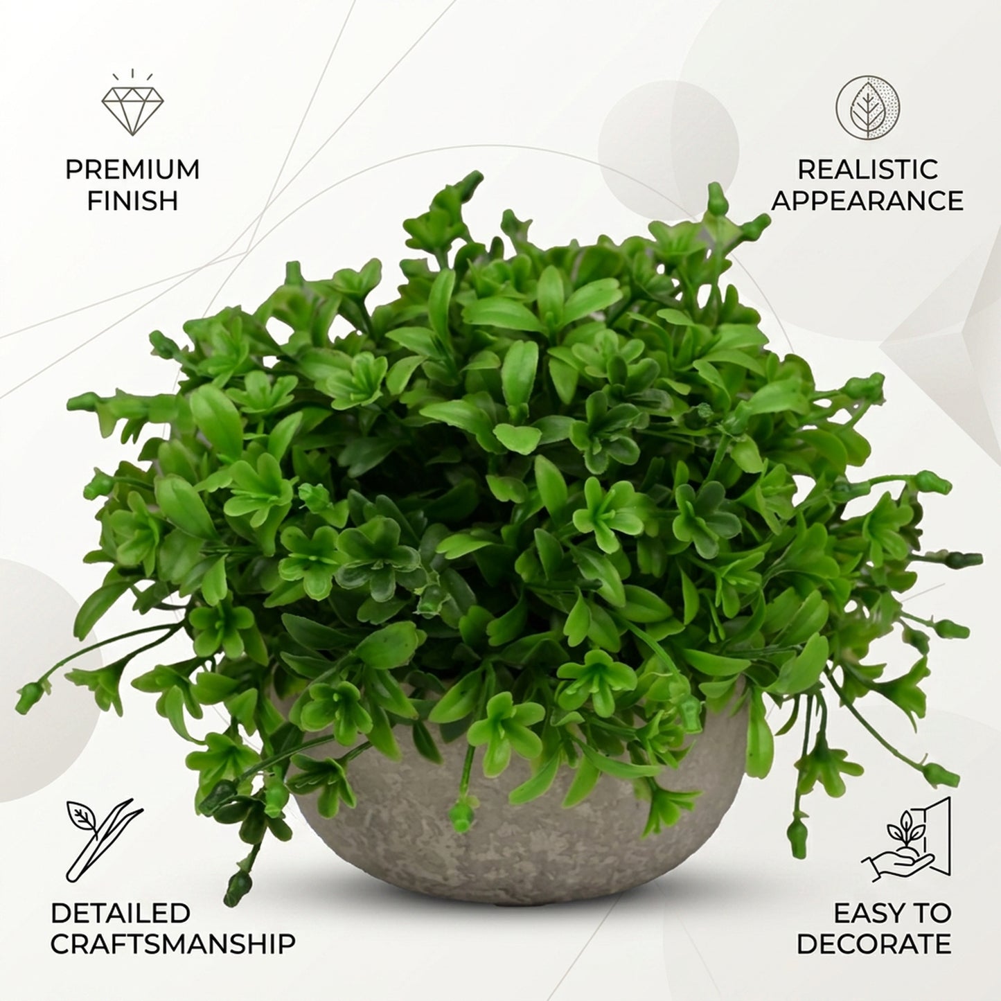 Artificial Green Foliage Plant with Pot 55 cm – Real Touch Lush Faux Greenery for Home & Office Décor
