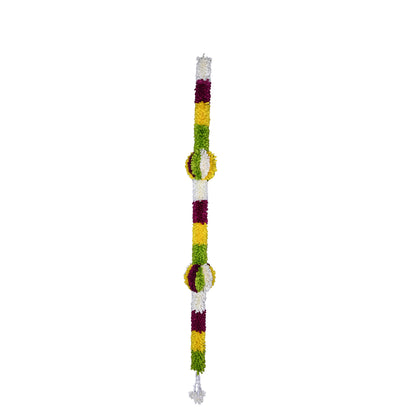 Artificial Multicolour Floral Hanging Garland with Round Flower Motifs – Decorative Band Latkan for Door, Pooja, Mandir & Festive Décor