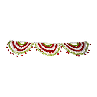 Artificial Red & White Floral Door Toran with Green Accents for Wedding & Festive Decoration – 280 × 60 cm | Pack of 1