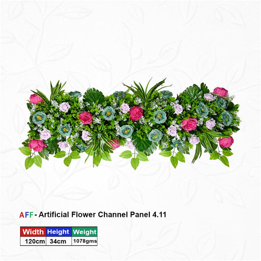 Artificial Flower Factory – Verdant Vista |Jewel-Toned Peony & Tropical Fern Channel Panel | Teal & Magenta Garden Row | 120cm Premium Floral Arrangement for Exotic Weddings, Luxury Stage Borders, & High-End Events