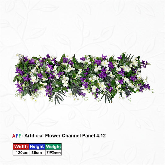 Artificial Flower Factory – Royal Orchid | Regal Violet & Ivory Blossom Channel Panel c Purple Orchid & Jasmine Row | 120cm Premium Floral Arrangement for Grand Weddings, VIP Banquets, & Religious Celebrations