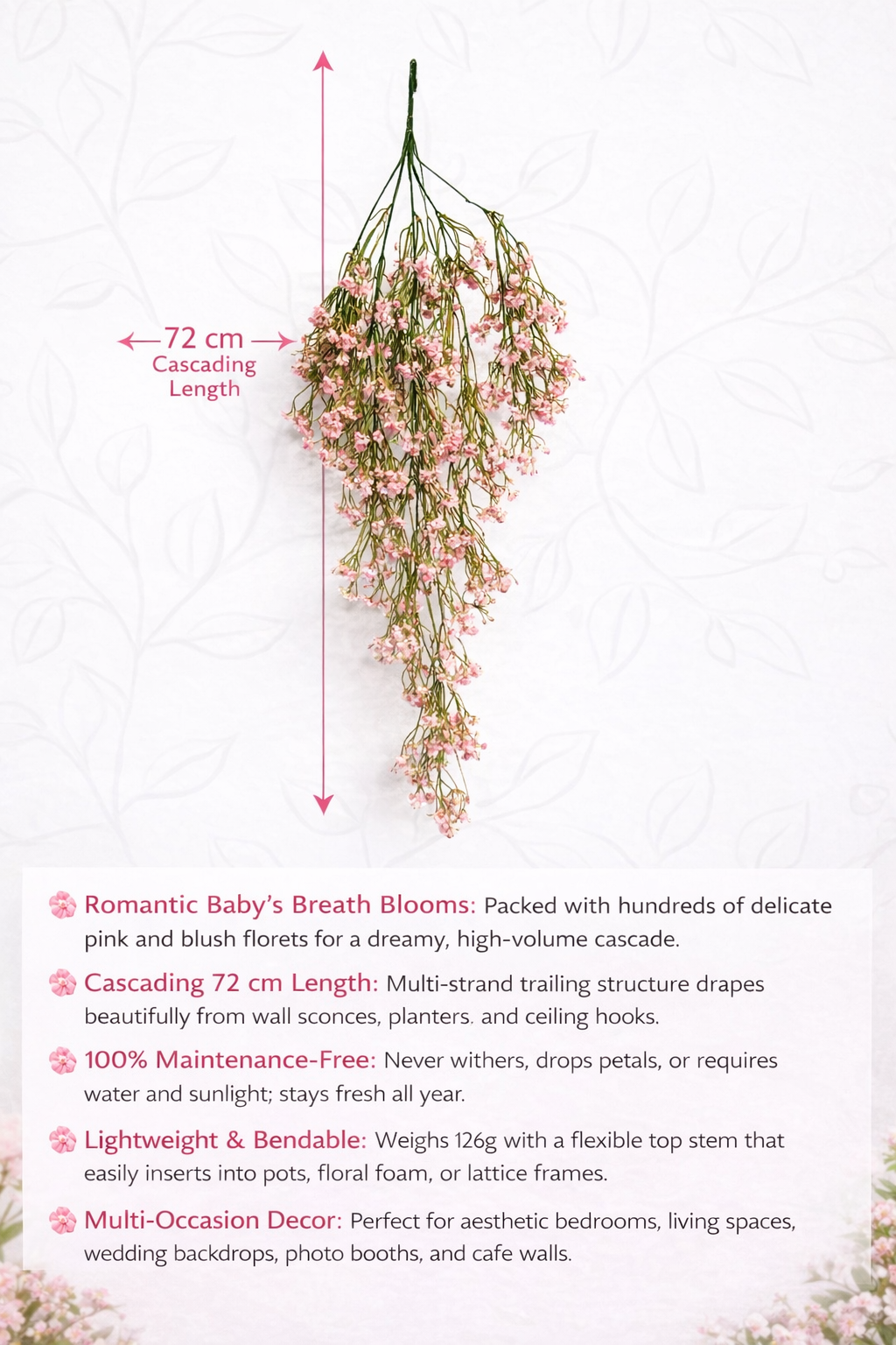 AFF Artificial Pink Gypsophila Baby's Breath Hanging Creeper (72 cm / 126g)