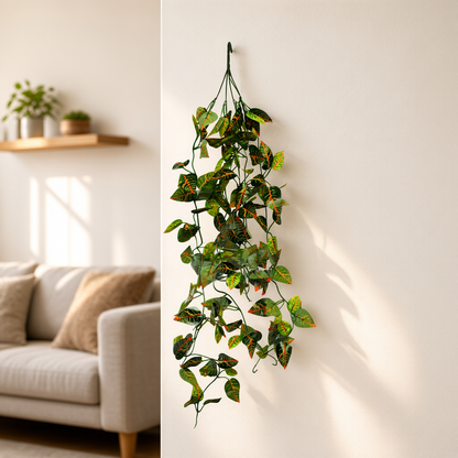 AFF Artificial Green Croton Leaf Hanging Creeper Plant (100 cm / 65g)-AFF Artificial Green Creeper 75 cm | AFF-Creeper-11