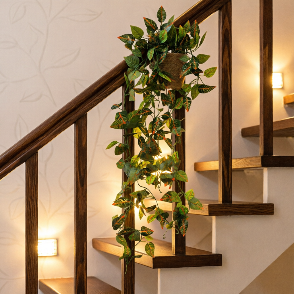 AFF Artificial Green Croton Leaf Hanging Creeper Plant (100 cm / 65g)-AFF Artificial Green Creeper 75 cm | AFF-Creeper-11