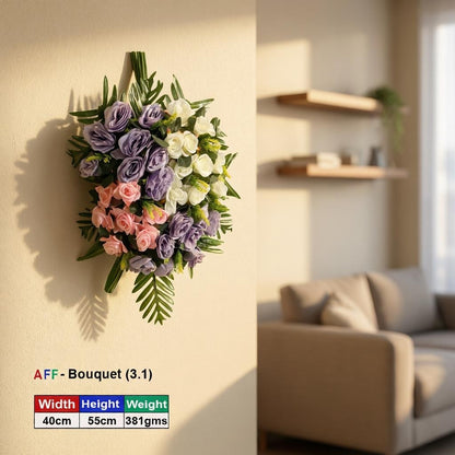Artificial Flower Midnight Azure & Silver Frost Cascade Wall Arrangement