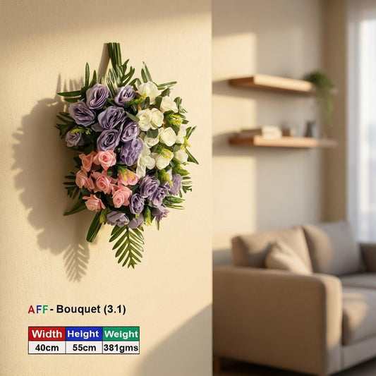 Artificial Flower Midnight Azure & Silver Frost Cascade Wall Arrangement