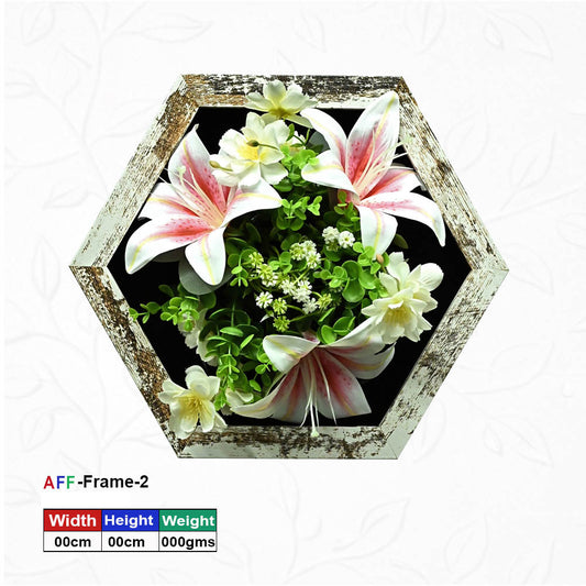 Hexagonal Wooden Artificial Flower Wall Frame – 30x30 cm | (AFF-Frame-2)