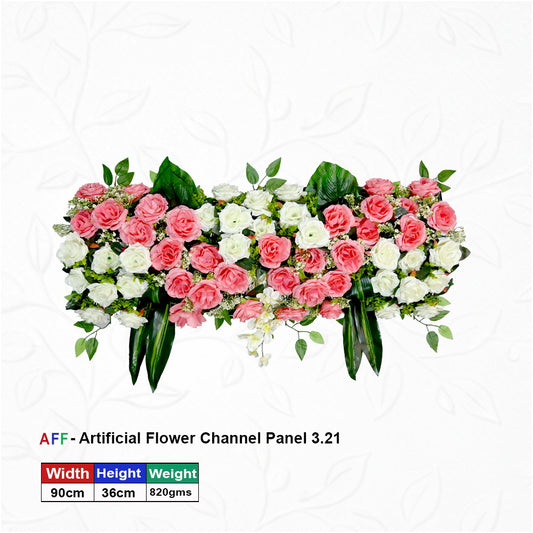 Artificial Flower Factory – Romantic Blush & Ivory Rose Channel Panel | Salmon Pink & Cream Rose Row | 90cm Elegant Floral Arrangement for Wedding Altars, Table Runners, & Wall Decor