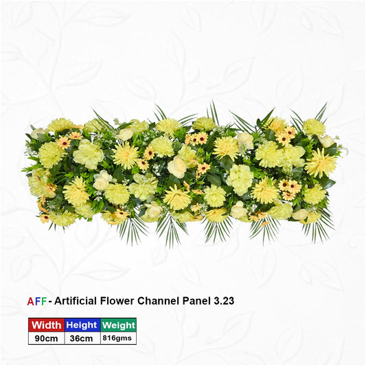 Artificial Flower Factory – Radiant Sun-Kissed Yellow & Cream Floral Channel Panel | Lemon Dahlia & Rose Row | 90cm Tropical Botanical Arrangement for Stage Borders, Mandaps, & Event Decor