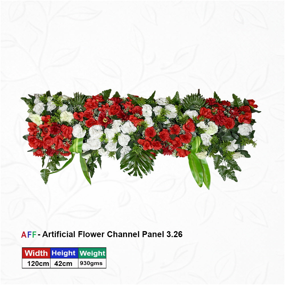 Classic Crimson & Ivory Tropical Channel Panel | Ruby Red & Pure White Rose Row | 120cm Grand Floral Runner for Wedding Mandaps, Stage Skirting, & Luxury Events