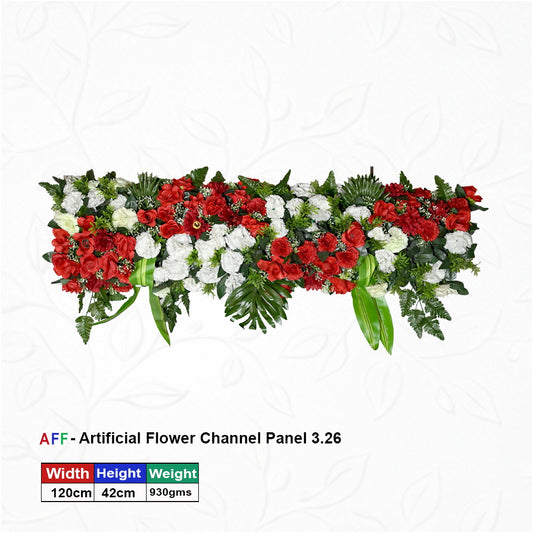 Artificial Flower Factory – Classic Crimson & Ivory Tropical Channel Panel | Ruby Red & Pure White Rose Row | 120cm Grand Floral Runner for Wedding Mandaps, Stage Skirting, & Luxury Events