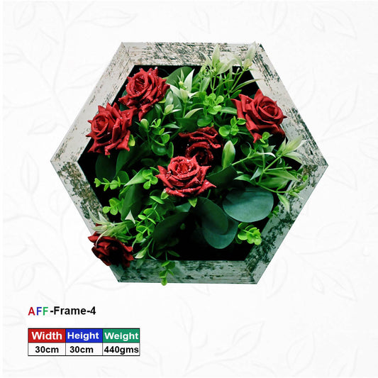Hexagonal Wooden Artificial Flower Wall Frame – 30x30 cm | (AFF-Frame-4)