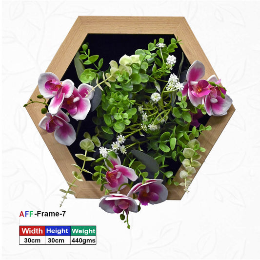 Hexagonal Wooden Artificial Flower Wall Frame – 30x30 cm | (AFF-Frame-7) 30 / 30 / 440