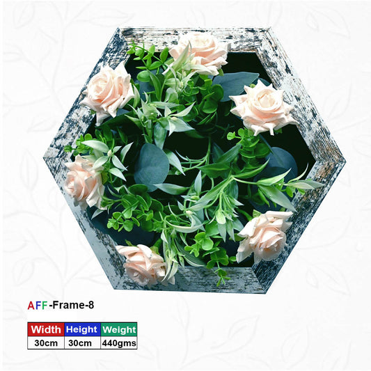 Hexagonal Wooden Artificial Flower Wall Frame – 30x30 cm | (AFF-Frame-8) 30 / 30 / 440