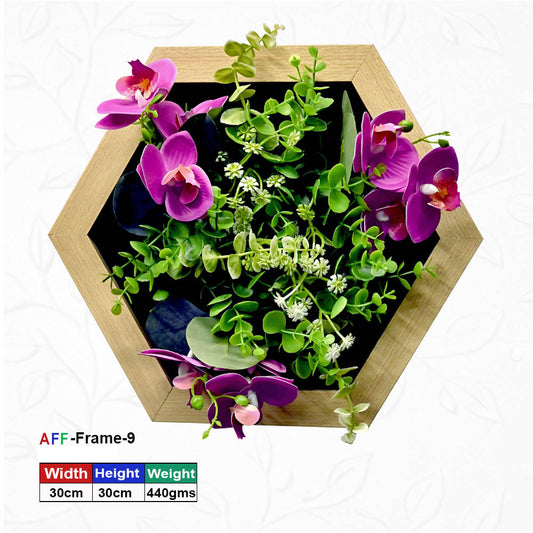 Hexagonal Wooden Artificial Flower Wall Frame – 30x30 cm | (AFF-Frame-9) 30 / 30 / 440
