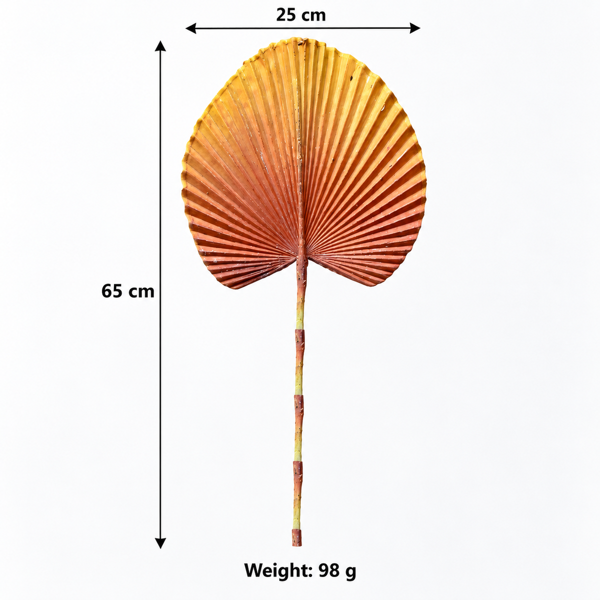 Artificial Golden Yellow & Rust Fan Palm Leaf Stick – 65 cm Decorative Stem for Vases, Home & Wedding Décor