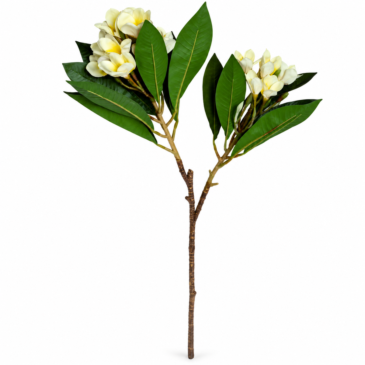 Artificial White & Yellow Plumeria Flower Stick – 110 cm Champa Floral Branch for Home, Vases & Wedding Décor