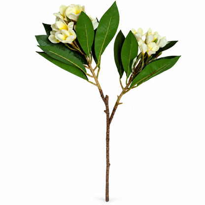Artificial White & Yellow Plumeria Flower Stick – 110 cm Champa Floral Branch for Home, Vases & Wedding Décor