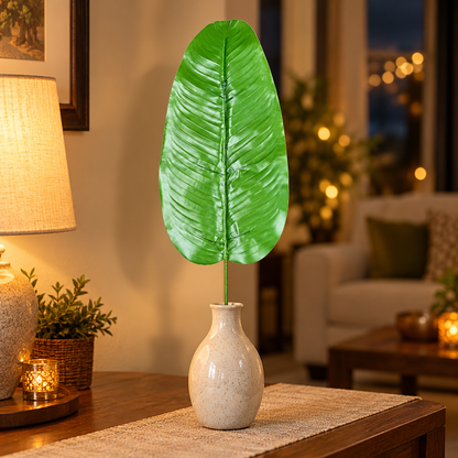 Artificial Green Banana Leaf Stick – 64 cm Decorative Tropical Leaf for Vases, Floral Arrangements & Event Décor