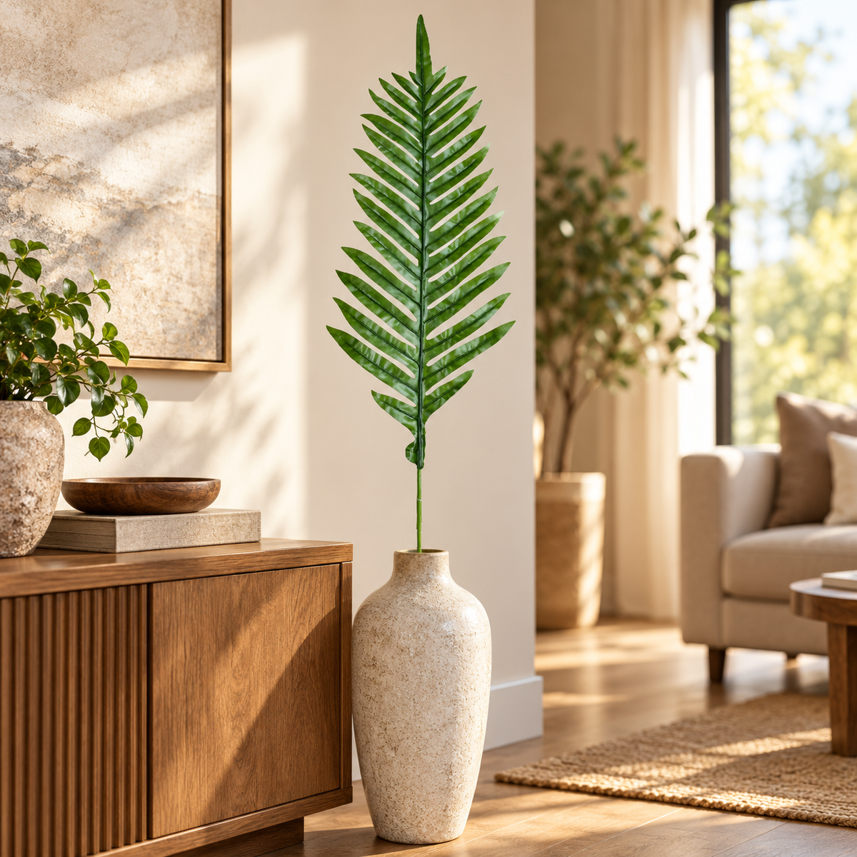 Artificial Green Palm Leaf Stick – 97 cm Decorative Foliage Stem for Vases, Floral Arrangements & Event Décor
