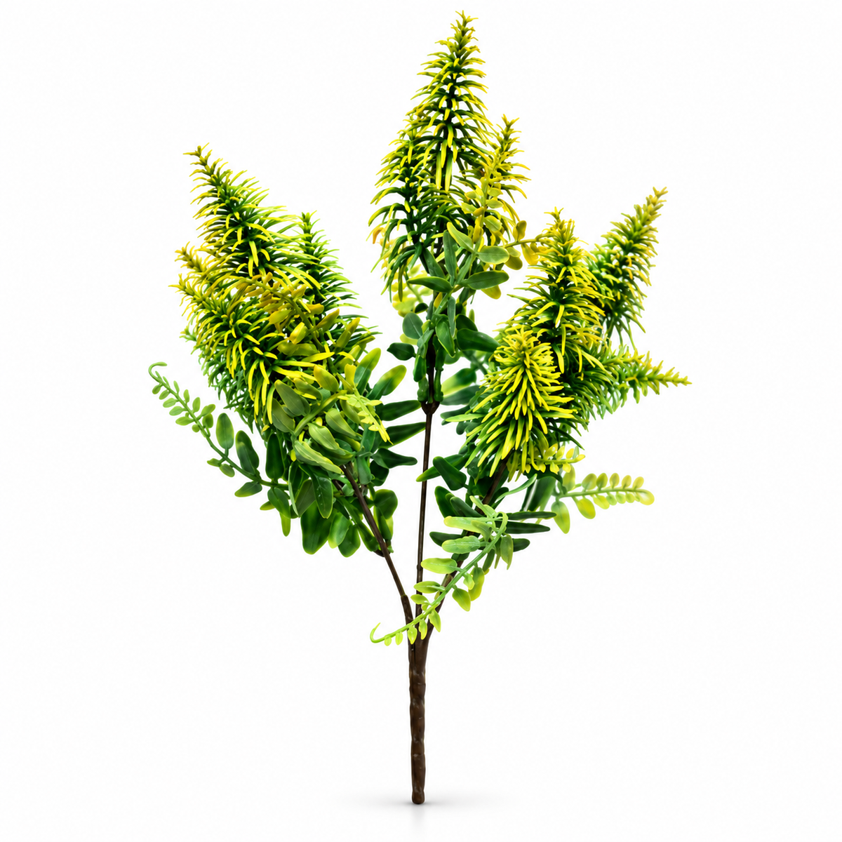 Artificial Green & Yellow Foliage Bunch – 34 cm Decorative Plant Pick for Home, Office & Floral Arrangements