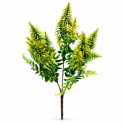 Artificial Green & Yellow Foliage Bunch – 34 cm Decorative Plant Pick for Home, Office & Floral Arrangements