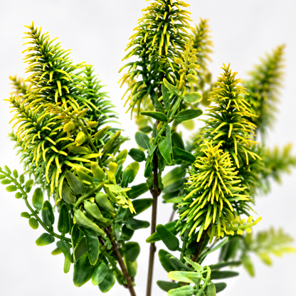 Artificial Green & Yellow Foliage Bunch – 34 cm Decorative Plant Pick for Home, Office & Floral Arrangements