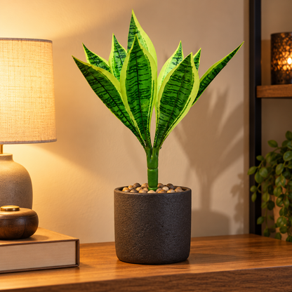 Artificial Snake Plant Leaf Bunch – 43 cm Variegated Green Foliage for Pots, Home & Office Décor
