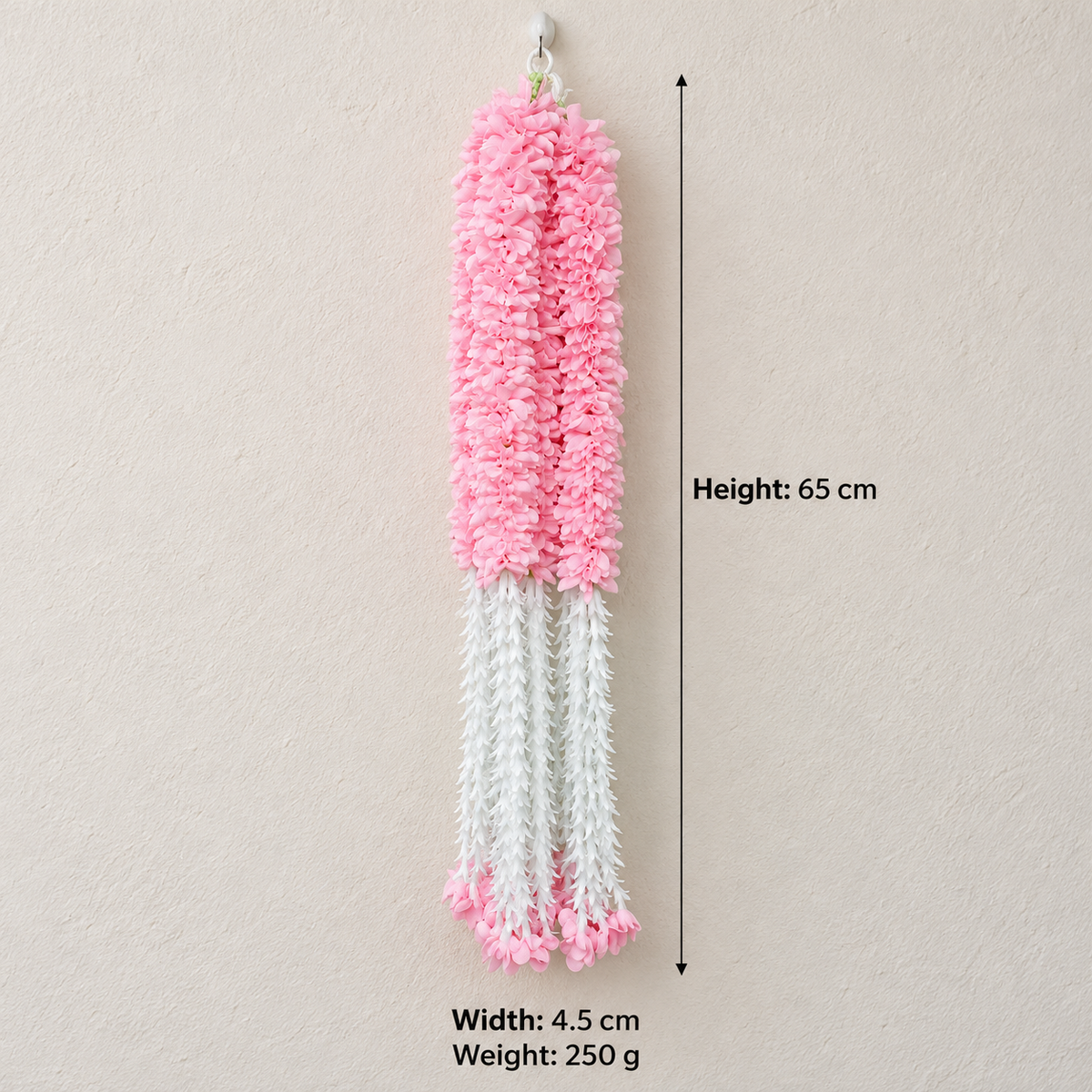 Artificial Light Pink & White Floral Hanging Jhumar for Wedding & Festive Decoration – 65 cm | Pack of 10