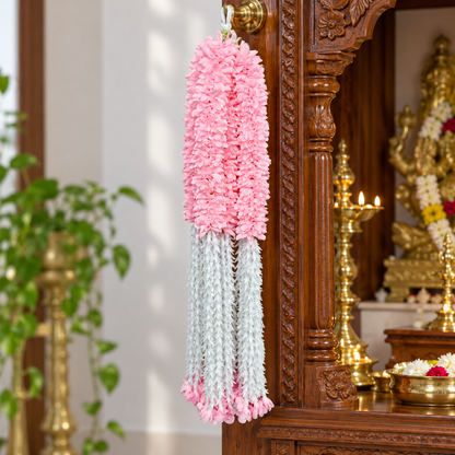 Artificial Light Pink & White Floral Hanging Jhumar for Wedding & Festive Decoration – 65 cm | Pack of 10