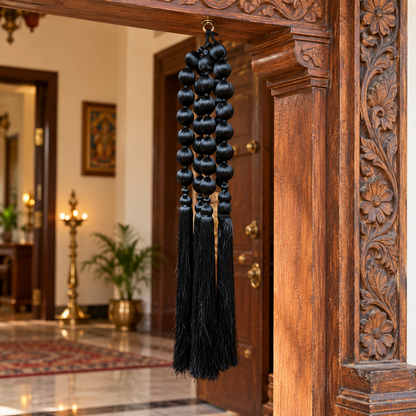 Black Decorative Ball & Tassel Hanging Jhumar for Wedding & Festive Decoration – 38 cm | Pack of 5