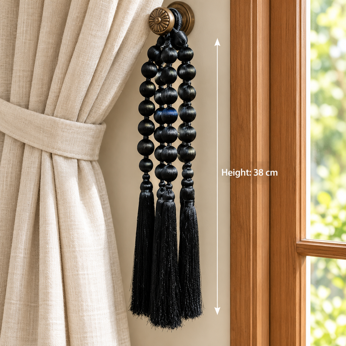 Black Decorative Ball & Tassel Hanging Jhumar for Wedding & Festive Decoration – 38 cm | Pack of 5