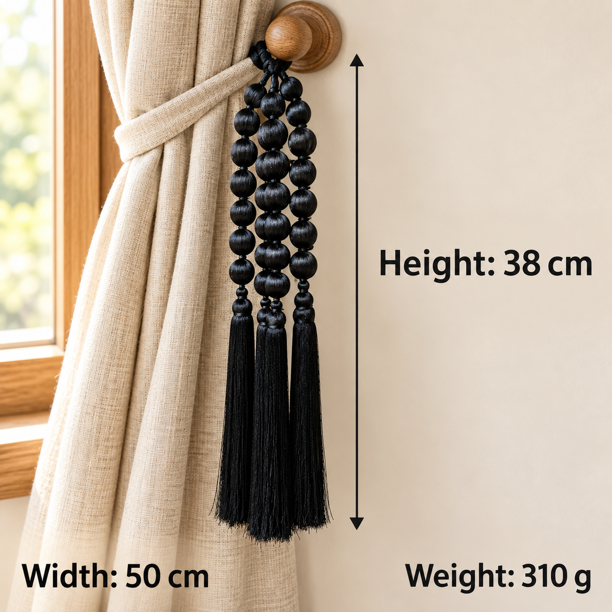 Black Decorative Ball & Tassel Hanging Jhumar for Wedding & Festive Decoration – 38 cm | Pack of 5