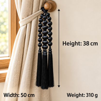 Black Decorative Ball & Tassel Hanging Jhumar for Wedding & Festive Decoration – 38 cm | Pack of 5
