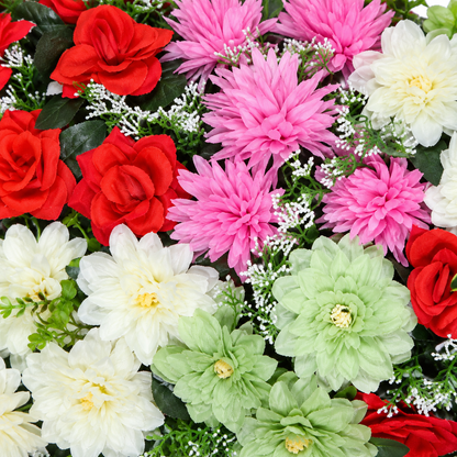 Artificial Red, Pink & Ivory Floral Channel Panel with Green Foliage for Wedding & Event Décor – 90 × 42 cmArtificial Red, Pink & Ivory Floral Channel Panel with Green Foliage for Wedding & Event Décor – 90 × 42 cm