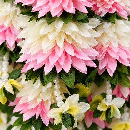 Artificial Ivory & Light Pink Flower Garland for Wedding & Festive Decoration – 65 cm | Pack of 10
