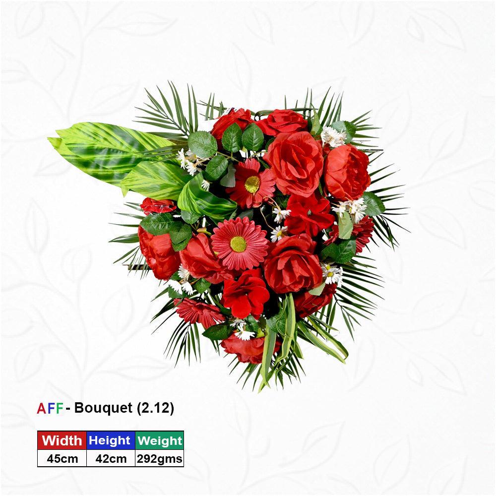 Artificial Flower Scarlet Passion & Tropical Palm Cascade Wall Arrangement