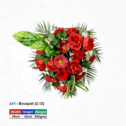 Artificial Flower Scarlet Passion & Tropical Palm Cascade Wall Arrangement