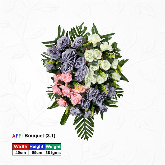 Artificial Flower Tri-Tone Rose & Palm Cascade