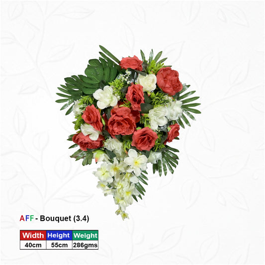 Artificial Flower Crimson Rose & Exotic Monstera Waterfall Wall Arrangement