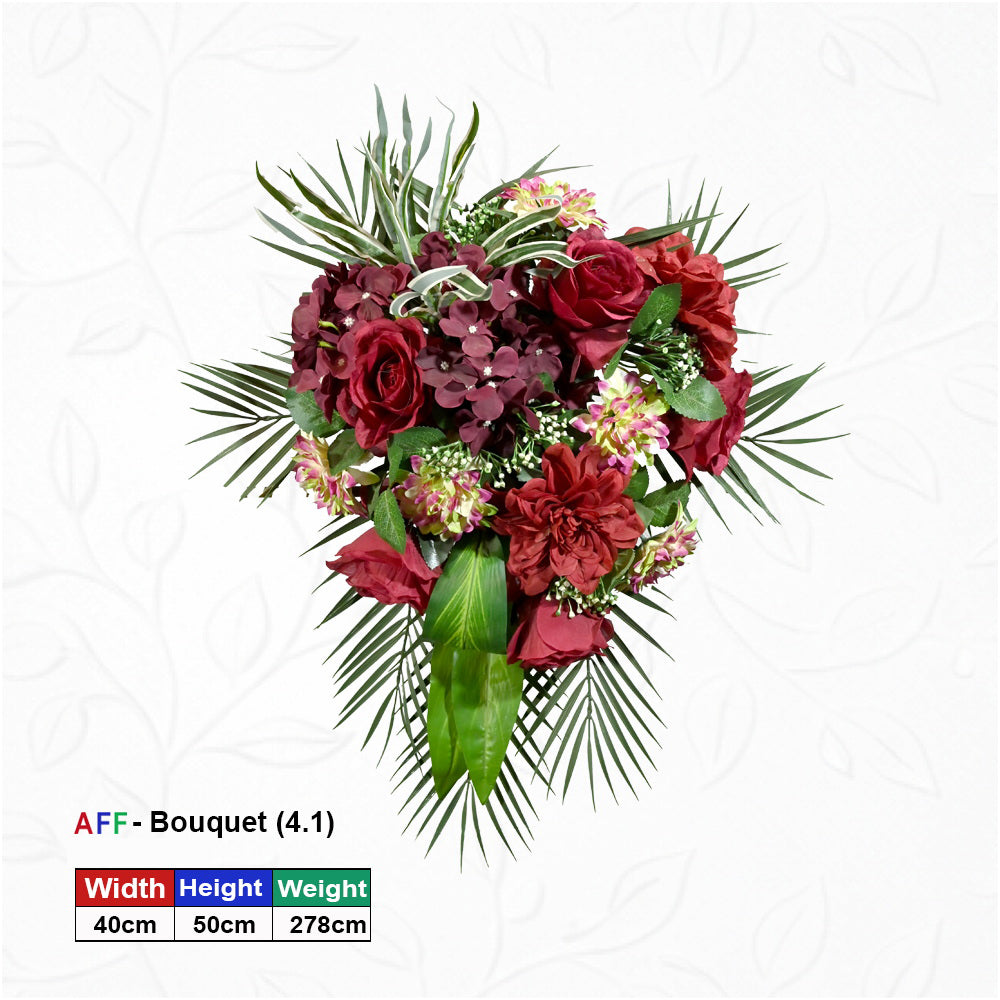 Artificial Flower Burgundy Velvet & Tropical Palm Spear Wall Arrangement