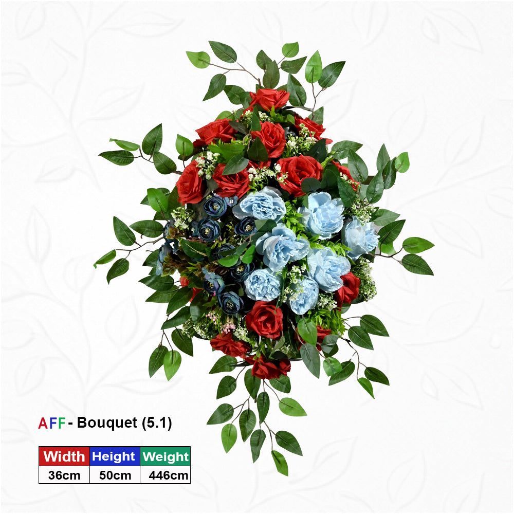 Artificial Flower Royal Crimson & Azure Peony Diamond Wall Arrangement