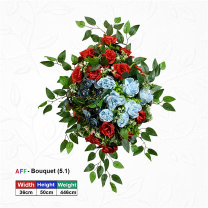 Artificial Flower Royal Crimson & Azure Peony Diamond Wall Arrangement