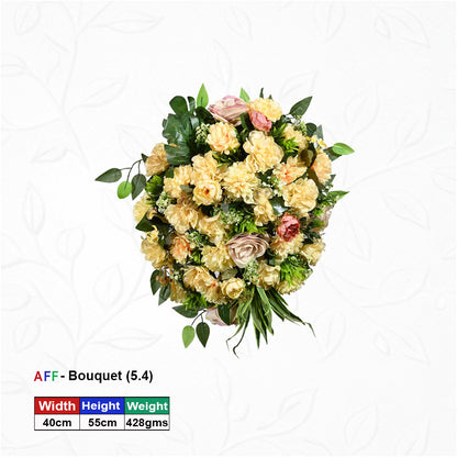 Artificial Flower Golden Marigold & Vintage Rose Ovoid Wall Arrangement