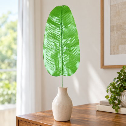 Artificial Green Banana Leaf Stick – 64 cm Decorative Tropical Leaf for Vases, Floral Arrangements & Event Décor
