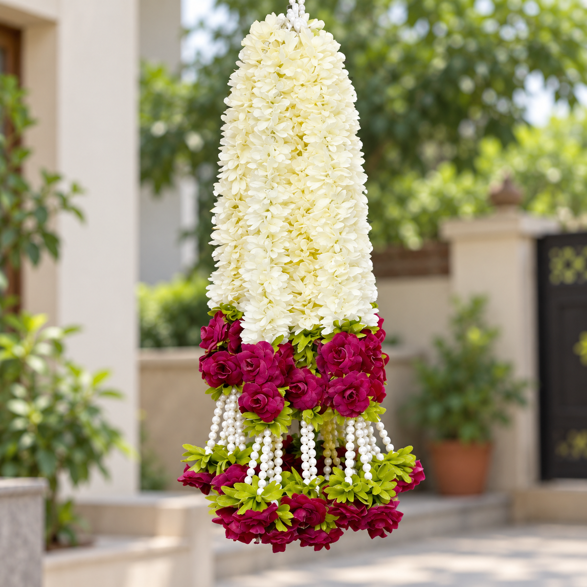 Artificial Flower Garland with Rose Pearl | Pack of 10